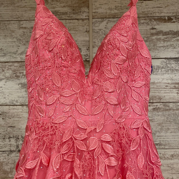 PINK/FLORAL A LINE GOWN