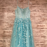 BLUE/FLORAL A LINE GOWN