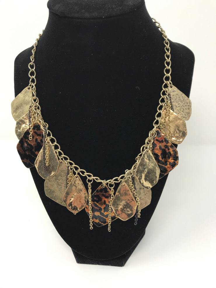 GOLD AND CHEETAH PLATED NECK