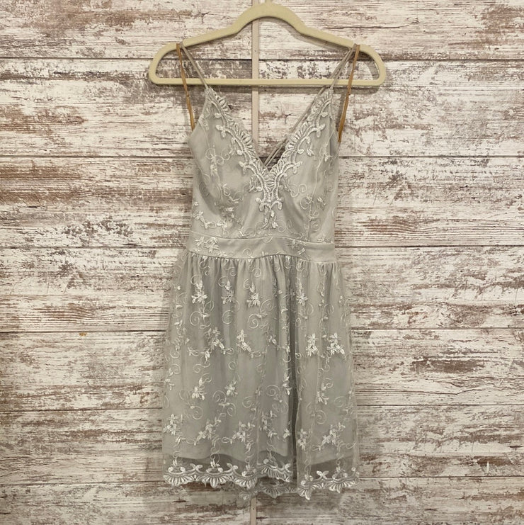 GRAY/FLORAL SHORT DRESS