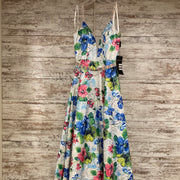 WHITE/FLORAL A LINE GOWN (NEW)