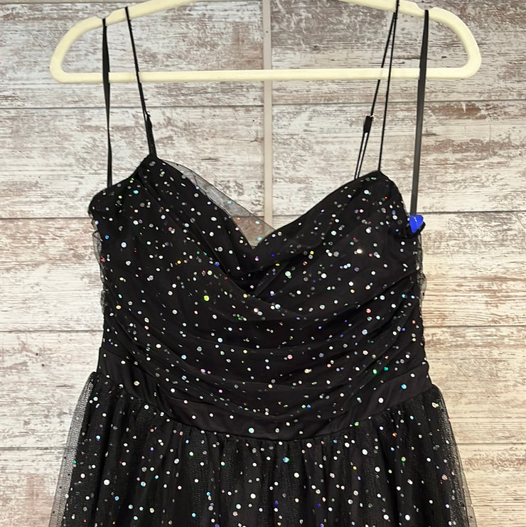 BLACK SPARKLY A LINE GOWN-NEW