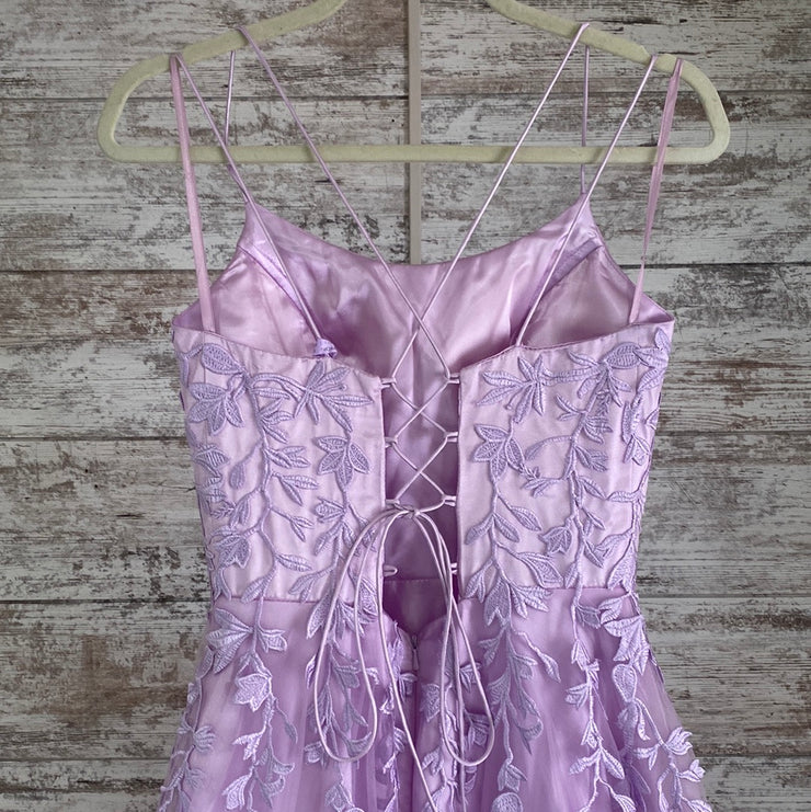 LAVENDER/FLORAL A LINE GOWN