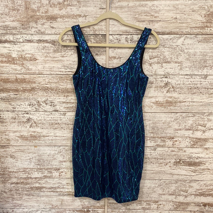 BLUE/BLACK SPARKLY SHORT DRESS