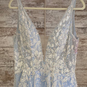 BLUE SPARKLY A LINE GOWN