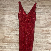 RED SPARKLY LONG EVENING GOWN