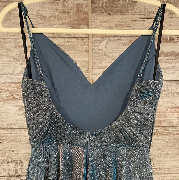 BLUE SPARKLY A LINE GOWN (NEW)