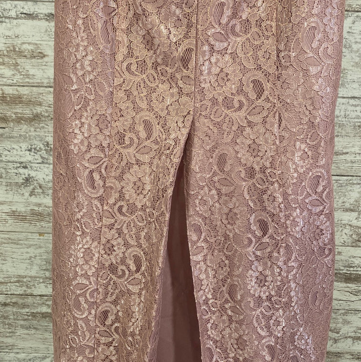 PINK LACE LONG EVENING GOWN
