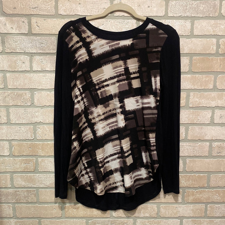 BLACK/COLORFUL LONG SLEEVE TOP