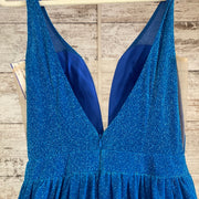 BLUE SPARKLY A LINE GOWN