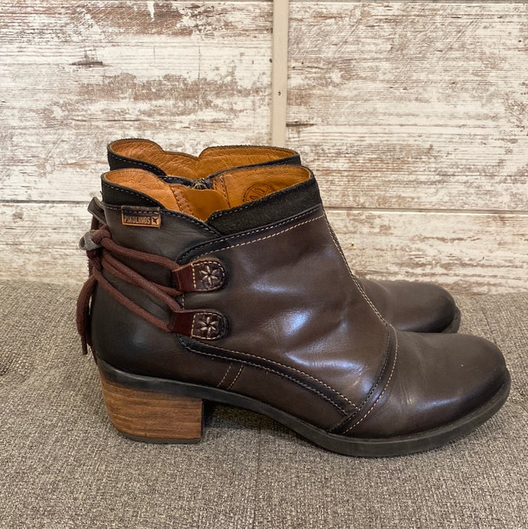 BROWN LEATHER SHORT BOOTS $210