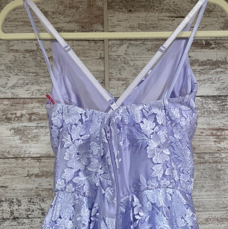 PURPLE/FLORAL A LINE GOWN