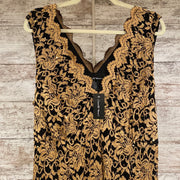 GOLD/BLACK LACE LONG DRESS-NEW