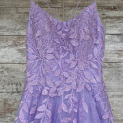 PURPLE/FLORAL A LINE GOWN