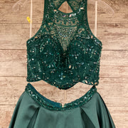 GREEN 2 PC A LINE GOWN