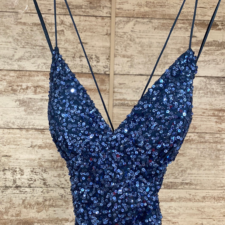 BLUE FULL SEQUIN LONG DRESS
