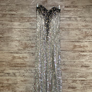 SILVER/BLACK SEQUIN LONG DRESS