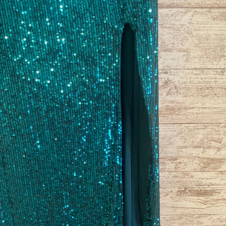 GREEN SPARKLY LONG EVENING GOW