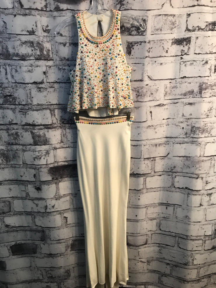 WHITE/MULTI COLOR 2 PC. DRESS