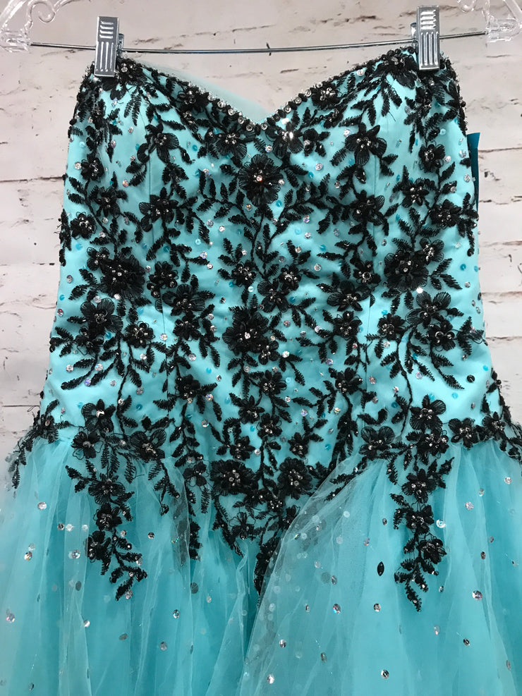 TEAL/BLACK PRINCESS GOWN