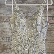 IVORY/SILVER LONG EVENING GOWN