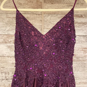 PURPLE/FLORAL A LINE GOWN