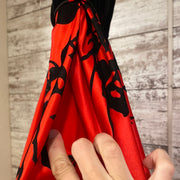 RED/BLACK FLORAL A LINE GOWN