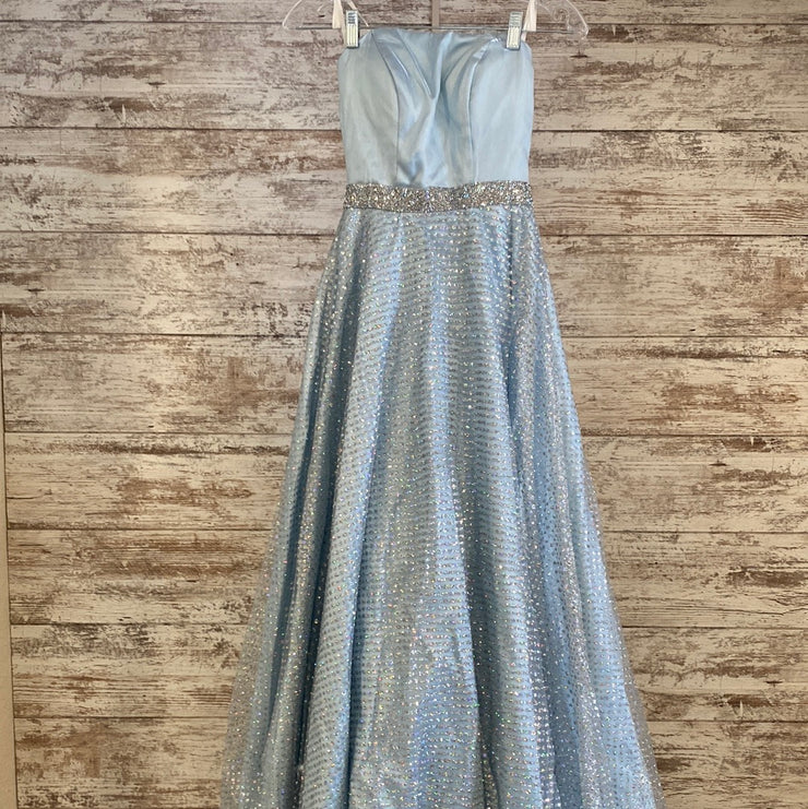 BLUE SPARKLY A LINE GOWN (NEW)