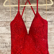 RED LACE MERMAID GOWN