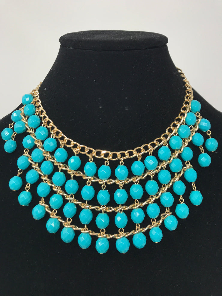 TURQUOISE BEAD GOLD NECKLACE