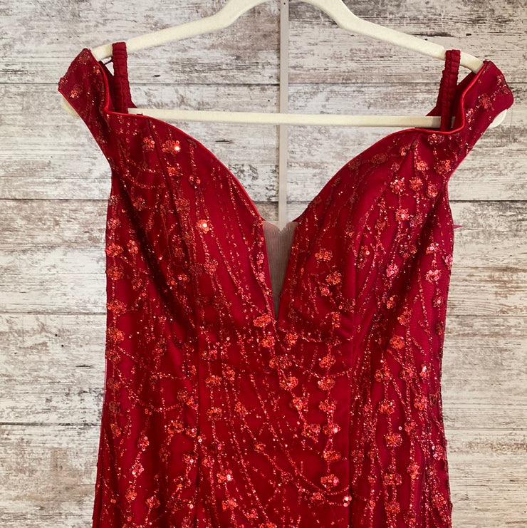 RED SPARKLY MERMAID GOWN