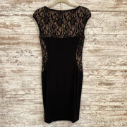 BLACK/TAN LACE SHORT DRESS