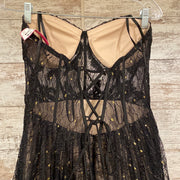 BLACK/GOLD SPARKLY A LINE GOWN