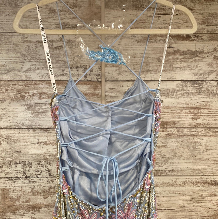 BLUE/PINK BEADED LONG DRESS