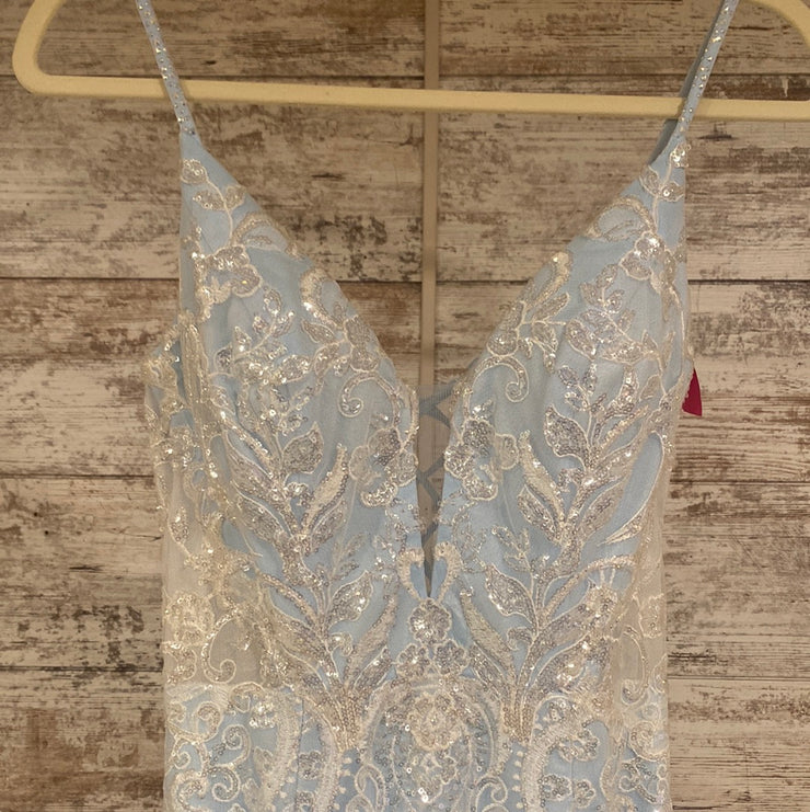 BLUE SPARKLY LONG EVENING GOWN