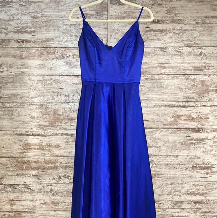 ROYAL BLUE A LINE GOWN