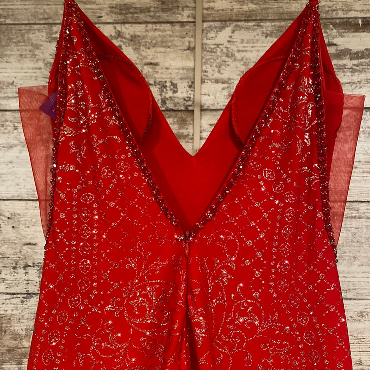 RED SPARKLY LONG EVENING GOWN