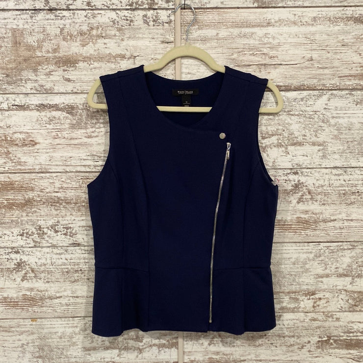 NAVY ZIP UP SLEEVELESS TOP