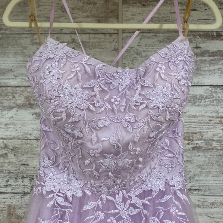 LAVENDER/FLORAL A LINE GOWN