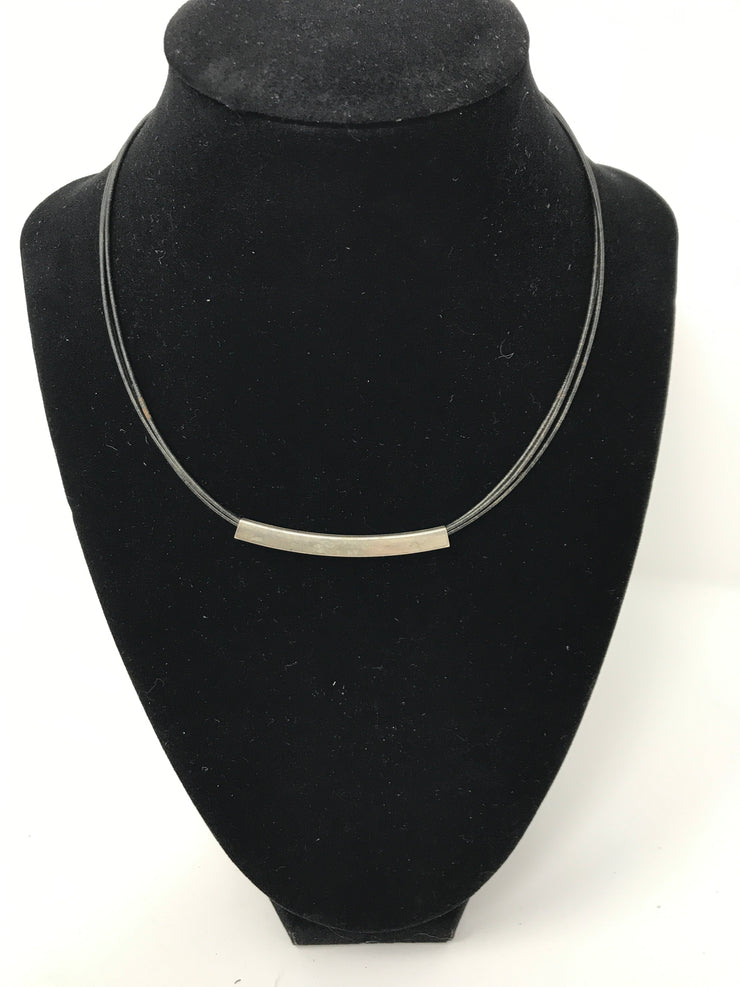 BLACK W/ SILVER CHARM NECKLACE