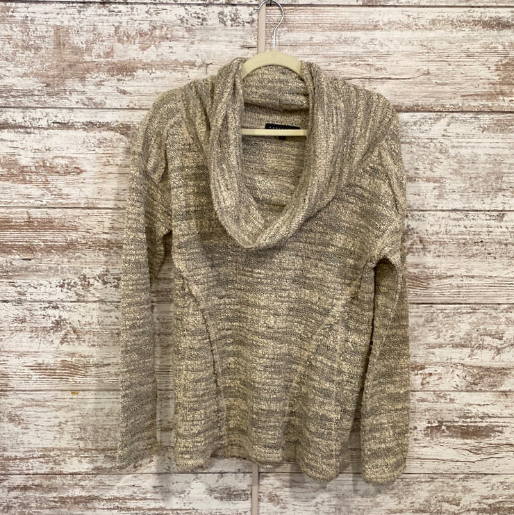 TAN/WHITE COWL NECK SWEATER