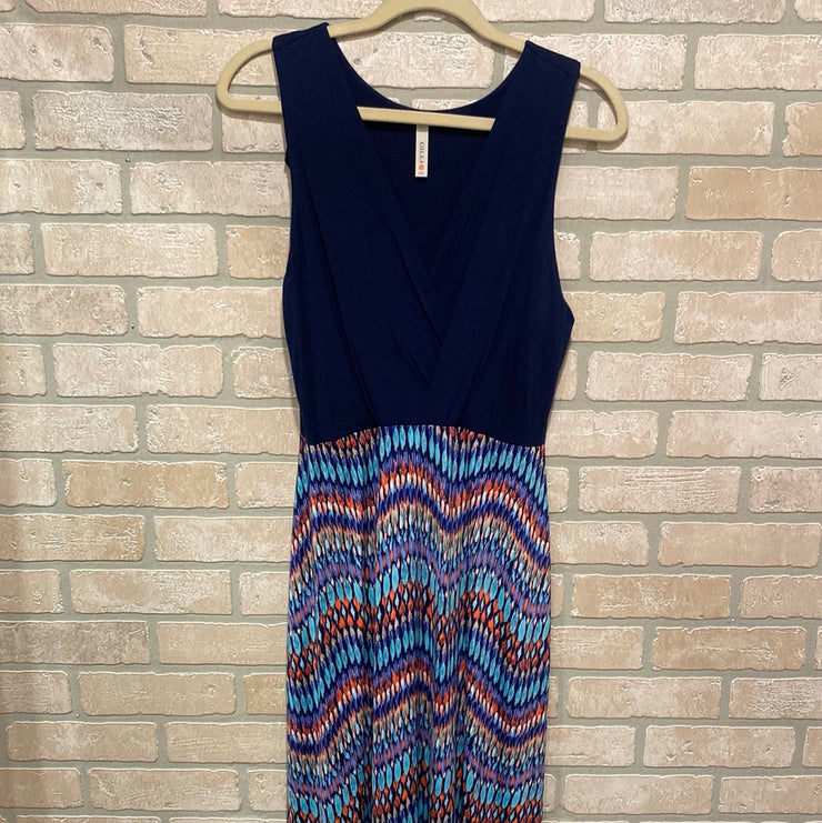 NAVY/COLORFUL MAXI DRESS