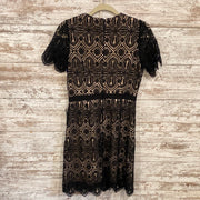 BLACK/TAN LACE SHORT DRESS-NEW