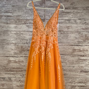 ORANGE/FLORAL A LINE GOWN