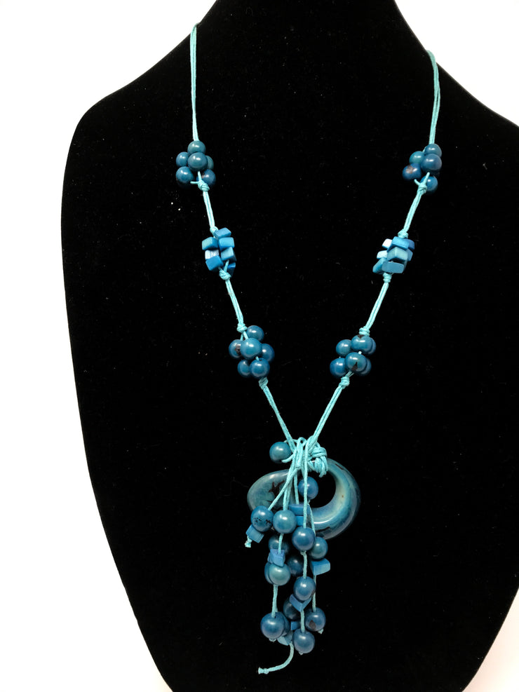 BLUE BEAD/CHARM NECKLACE