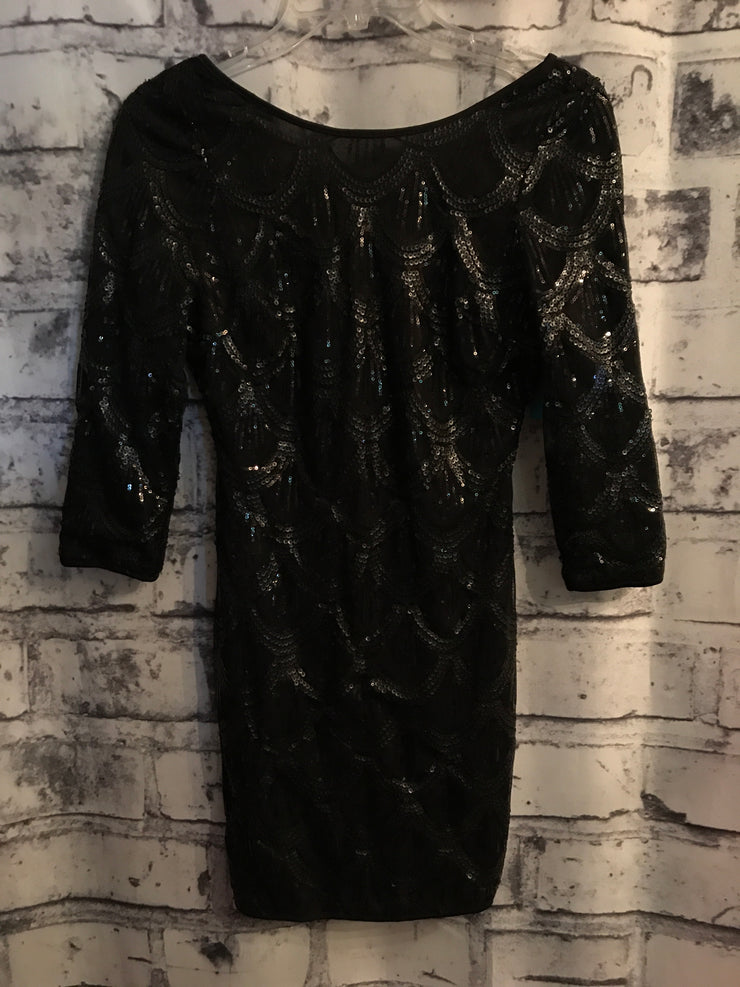 BLACK SEQUIN SHORT DRESS