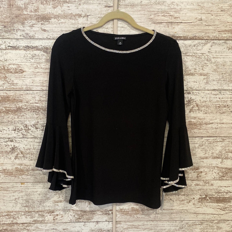 BLACK SPARKLY TRIM LONG SLEEVE