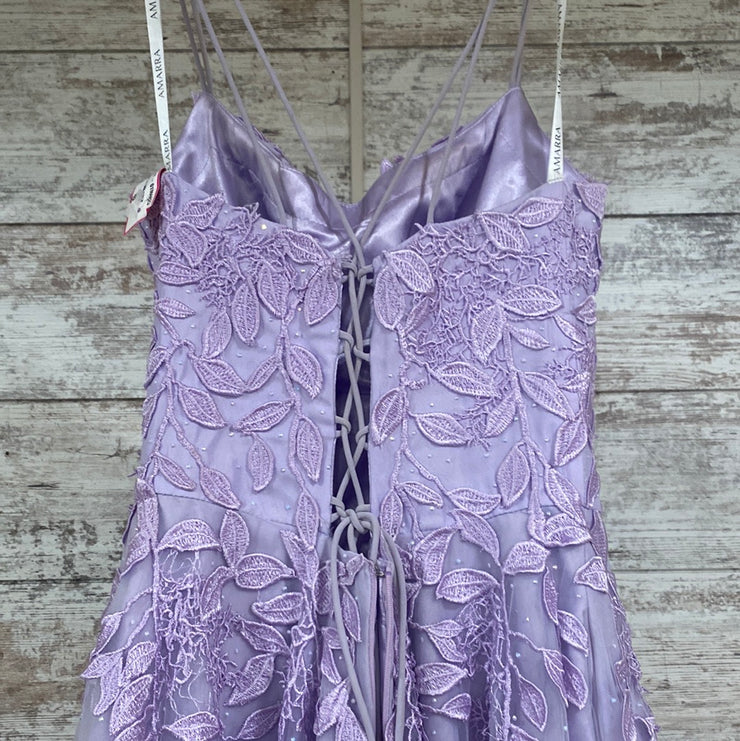 PURPLE/FLORAL A LINE GOWN