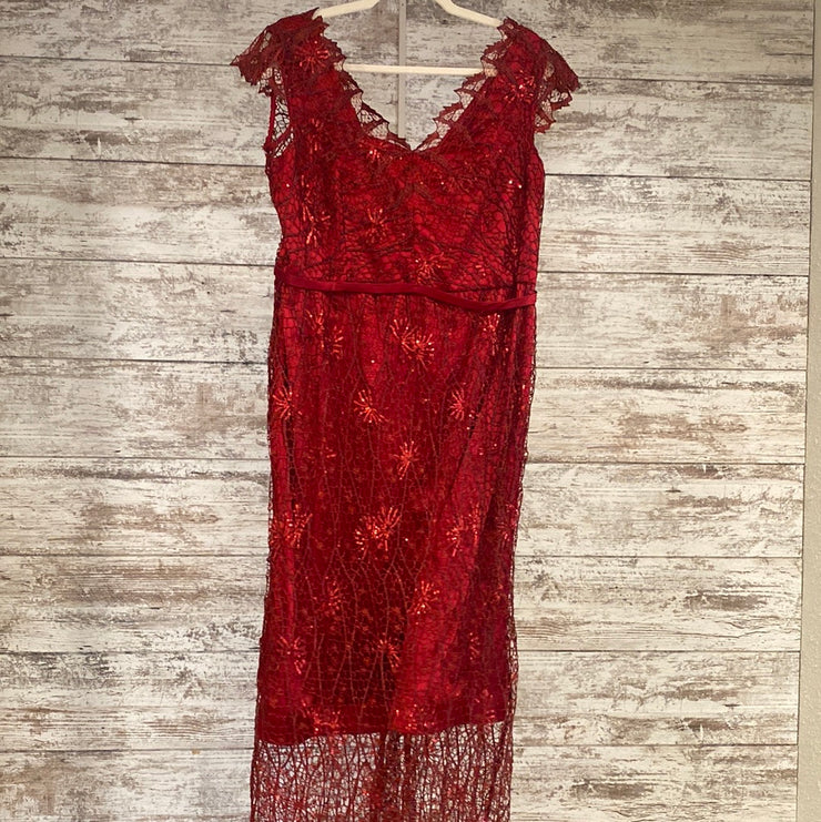 RED LACE LONG DRESS $325