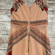 TAN/COLORFUL BEADED LONG DRESS